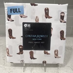 COWBOY BOOTS Full Sheet Set Cynthia Rowley Sheets NEW Western Cowgirl Brown